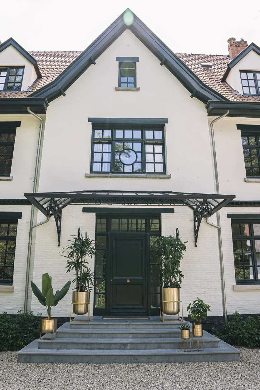 Cache-pot XL en laiton doré avec support pliable – H41 cm