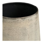 Lot de 2 cache-pots en métal effet béton beige grisé, intérieur noir, texture mate cylindrique