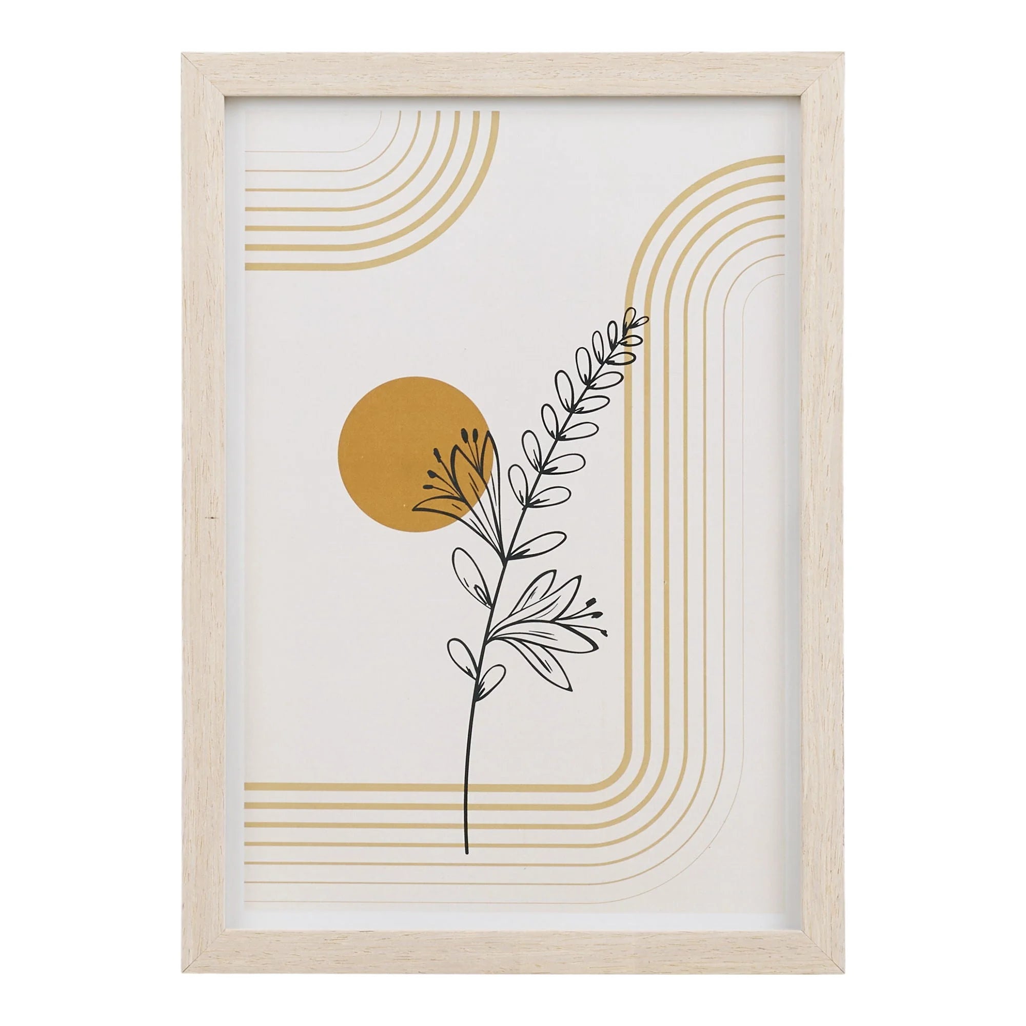 Cadres déco muraux bois clair avec motifs graphiques - Set de 3