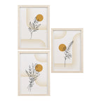 Set de 3 cadres déco murale bois clair motifs graphiques botaniques