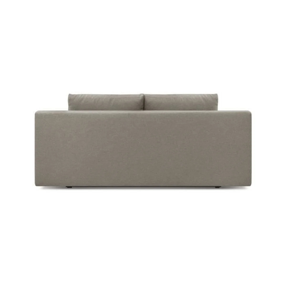Canapé convertible 3 places en tissu gris taupe avec lignes épurées et design minimaliste