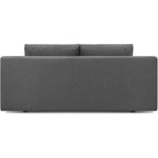 Canapé convertible en tissu gris anthracite avec lignes épurées et design minimaliste