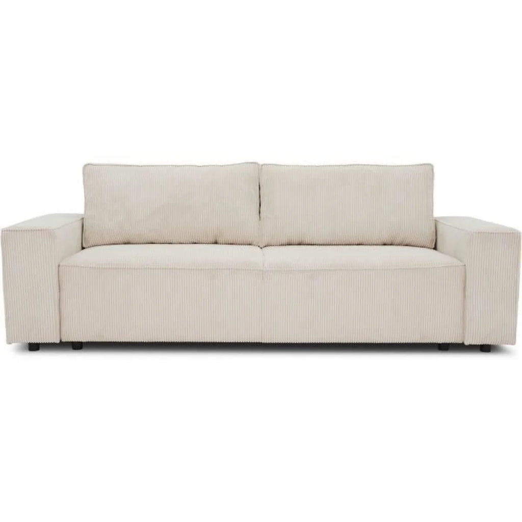 Canapé convertible velours côtelé crème 239x86 cm