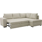 Canapé d’angle beige convertible en tissu côtelé, 247x183 cm, méridienne droite