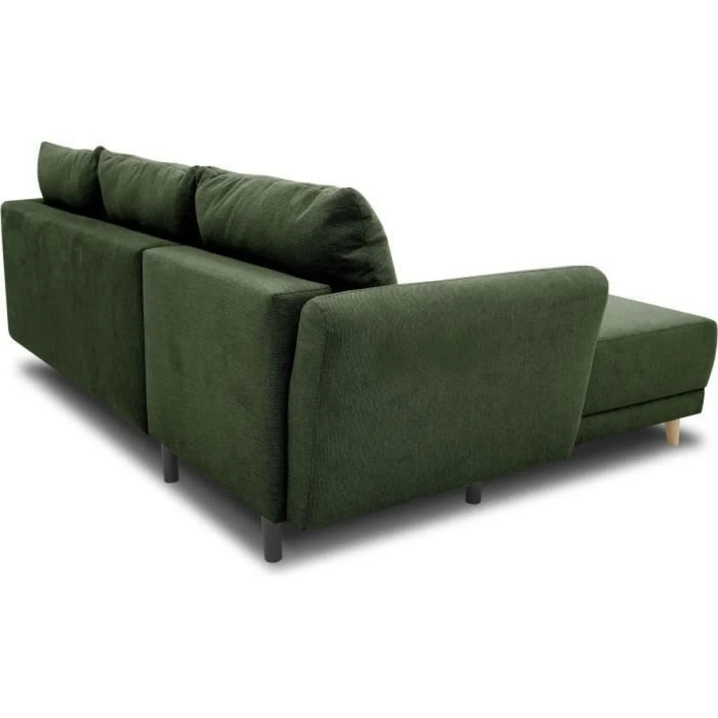 Canapé d’angle convertible vert foncé en tissu, 244x158 cm