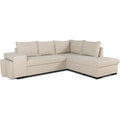 Canapé d’angle méridienne beige lin 247x205 cm avec coussins moelleux