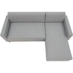 Canapé d’angle réversible en tissu gris chiné avec méridienne à droite, design moderne