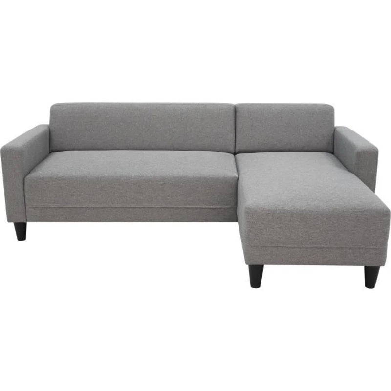 Canapé d’angle réversible en tissu gris chiné avec méridienne à droite – 197x117 cm