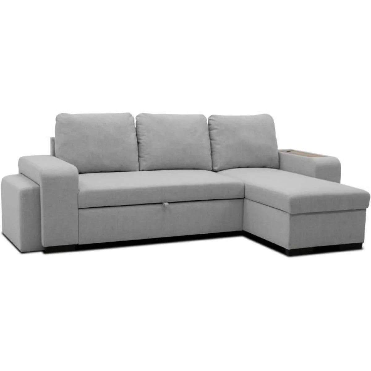 Canapé d’angle réversible gris clair avec méridienne droite 247x143 cm