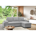Canapé d’angle réversible gris clair tissu avec méridienne droite 247x143 cm