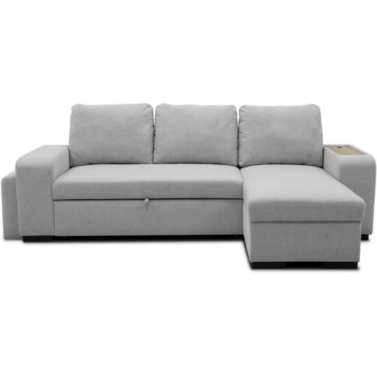 Canapé d’angle réversible gris clair tissu avec méridienne droite 247x143 cm