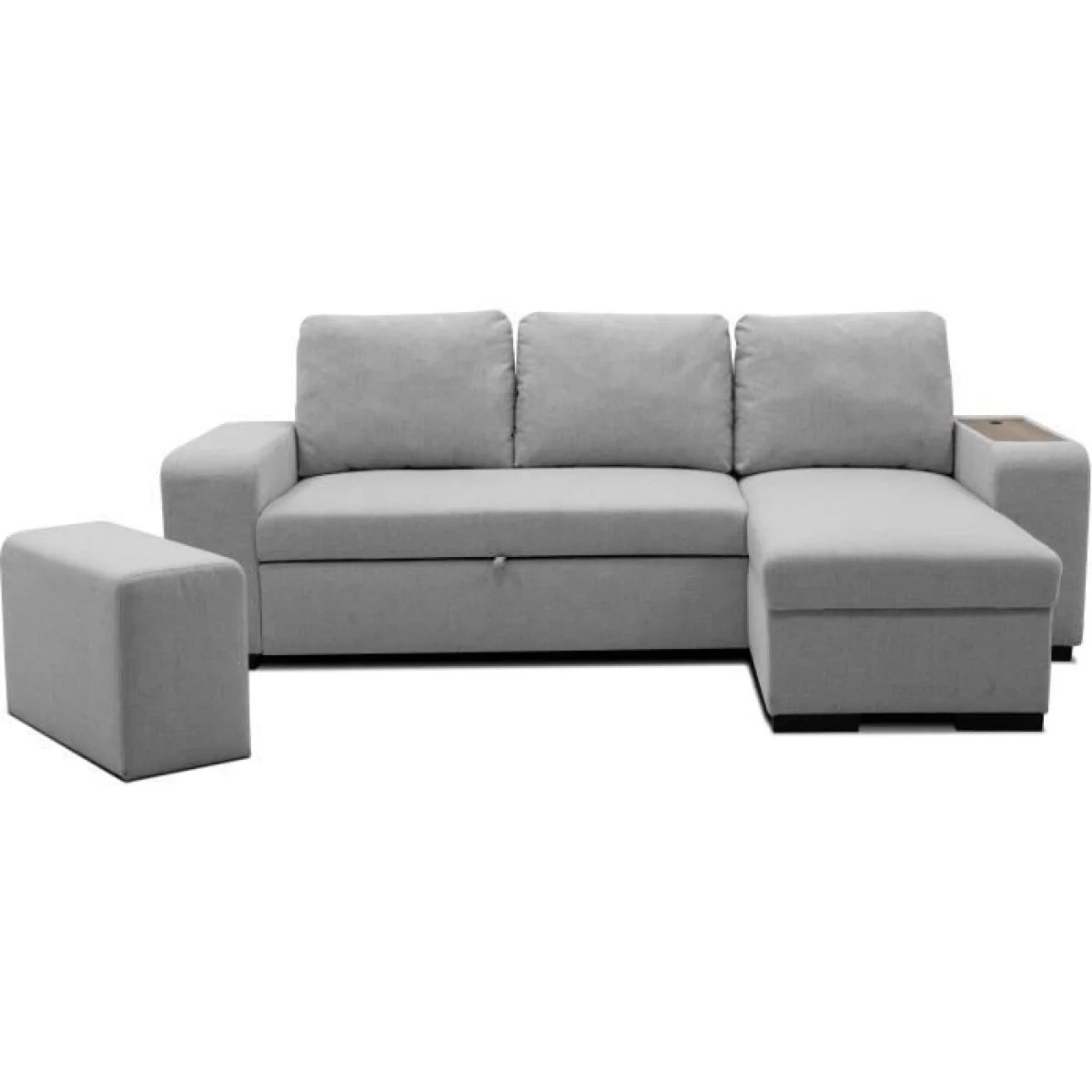 Canapé d’angle réversible gris clair avec ottoman stockage, 247x143 cm