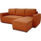 Canapé d’angle réversible en velours côtelé terracotta orange
