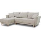 Canapé d’angle scandinave en tissu beige clair 244x158 cm