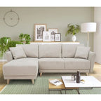 Canapé d’angle scandinave en tissu beige clair 244x158 cm avec chaise longue gauche