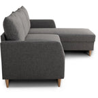 Canapé d angle tissu anthracite avec méridienne droite et pieds en bois