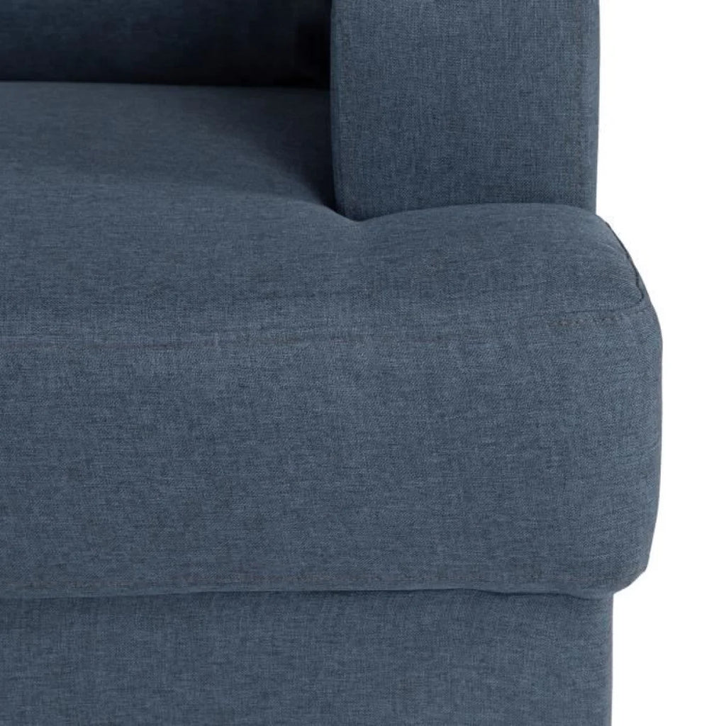Canapé d’angle tissu bleu foncé avec méridienne gauche, design Ikea, 215x140 cm