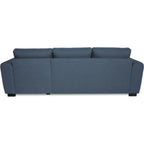 Canapé d angle en tissu bleu marine avec méridienne droite et accoudoirs ronds