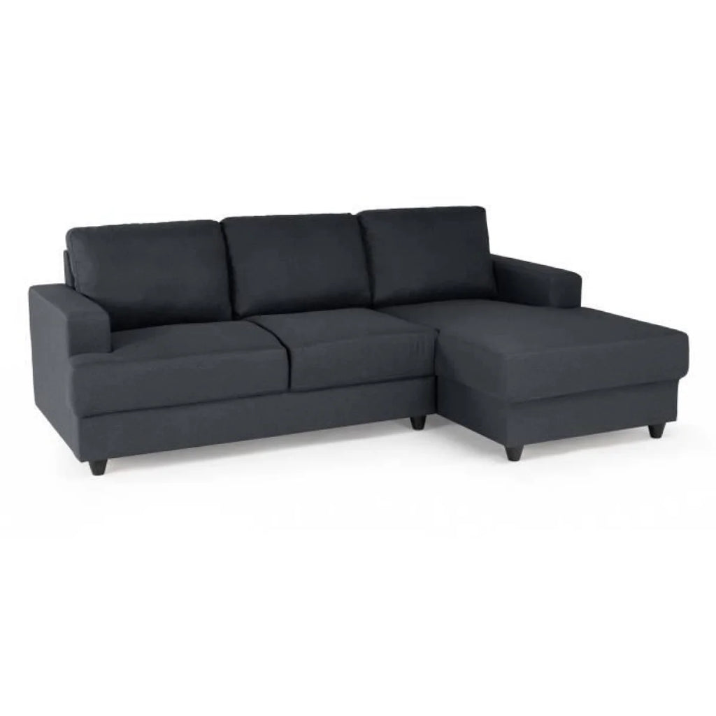 Canapé d’angle en tissu gris anthracite avec méridienne droite et design moderne