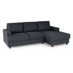 Canapé d’angle en tissu gris anthracite avec méridienne droite et design moderne