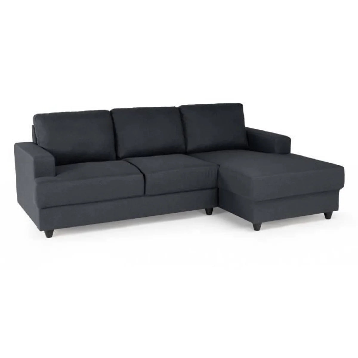 Canapé d’angle en tissu gris anthracite avec méridienne droite et design moderne