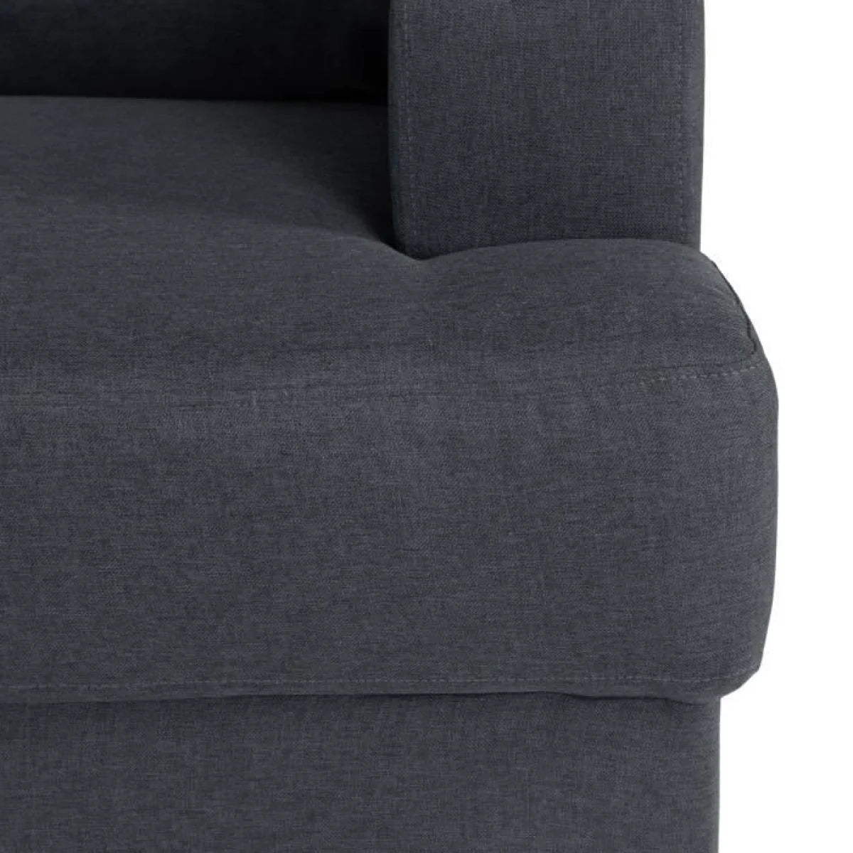 Canapé d’angle en tissu gris anthracite avec fauteuil en velours gris foncé
