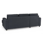 Canapé d’angle tissu gris anthracite méridienne gauche, design moderne et lignes épurées