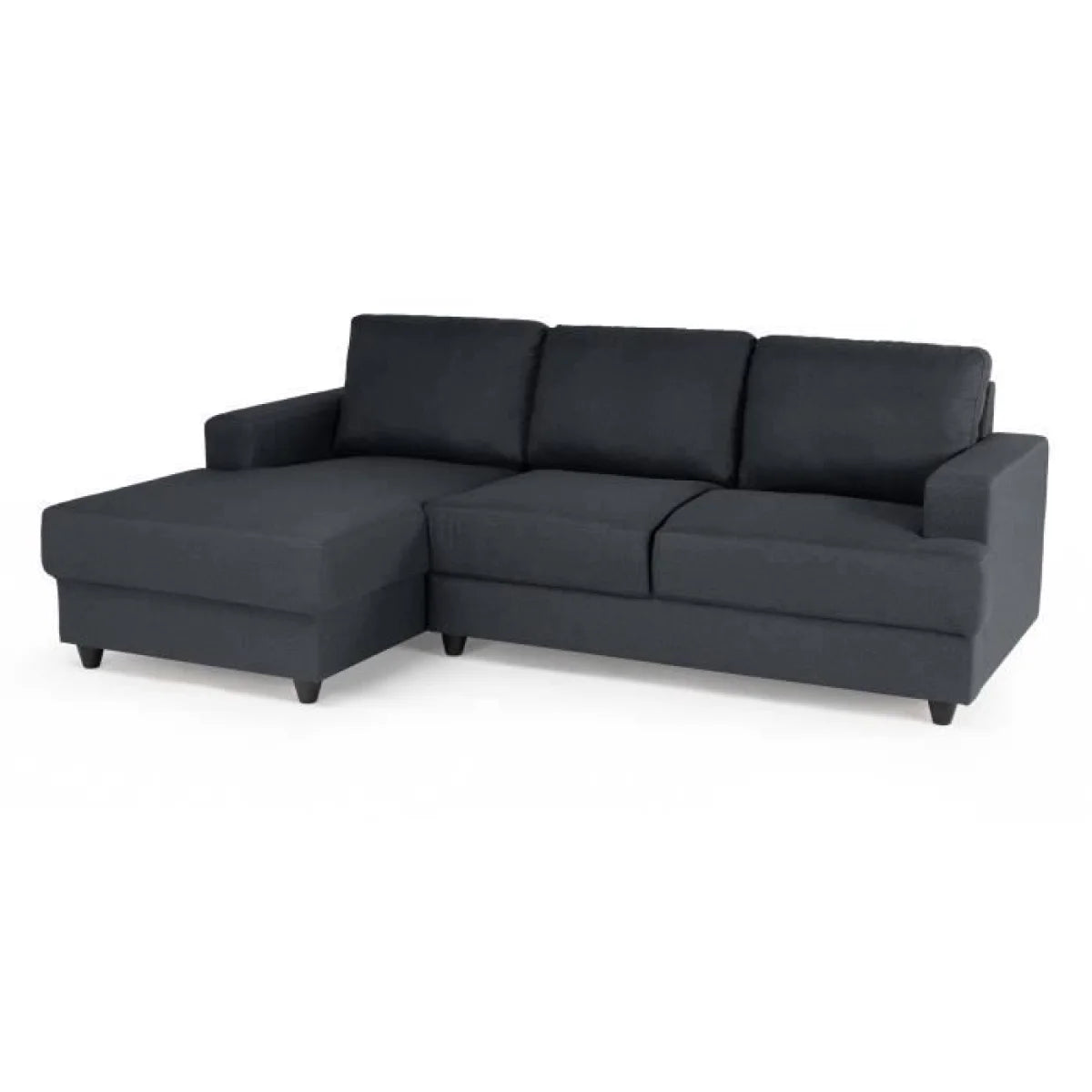Canapé d’angle tissu gris anthracite méridienne gauche moderne et minimaliste