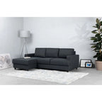 Canapé d’angle tissu gris anthracite méridienne gauche 215x140 cm moderne