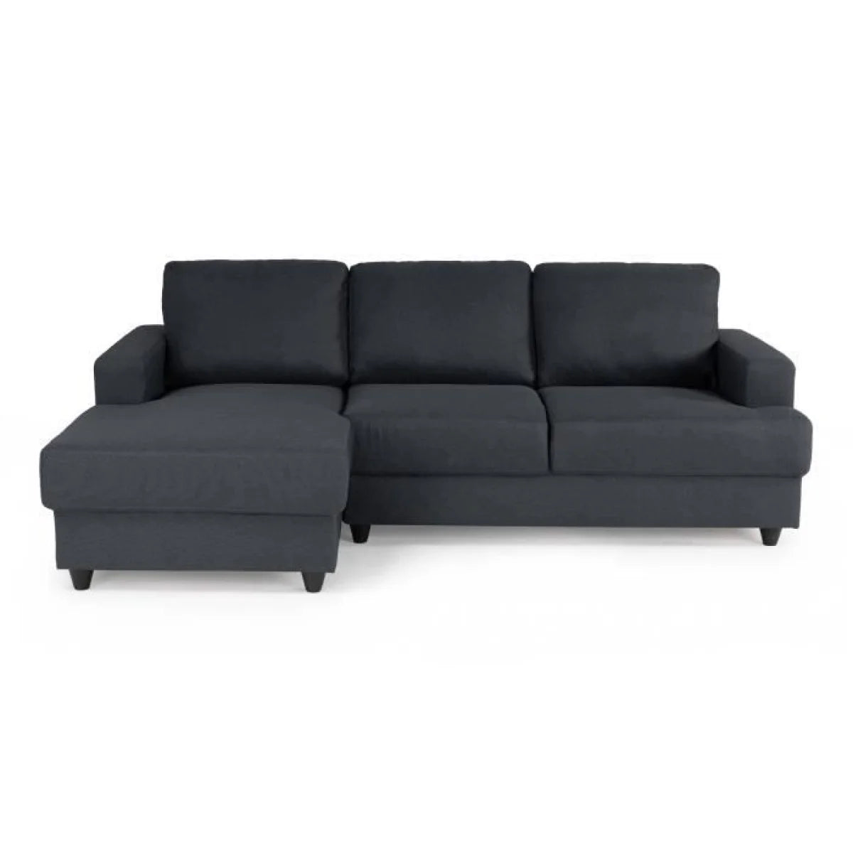 Canapé d angle en tissu gris anthracite avec méridienne gauche, design moderne
