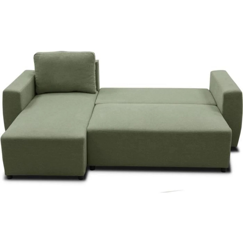 Canapé d’angle tissu vert sauge modulaire 224x155 cm avec méridienne gauche
