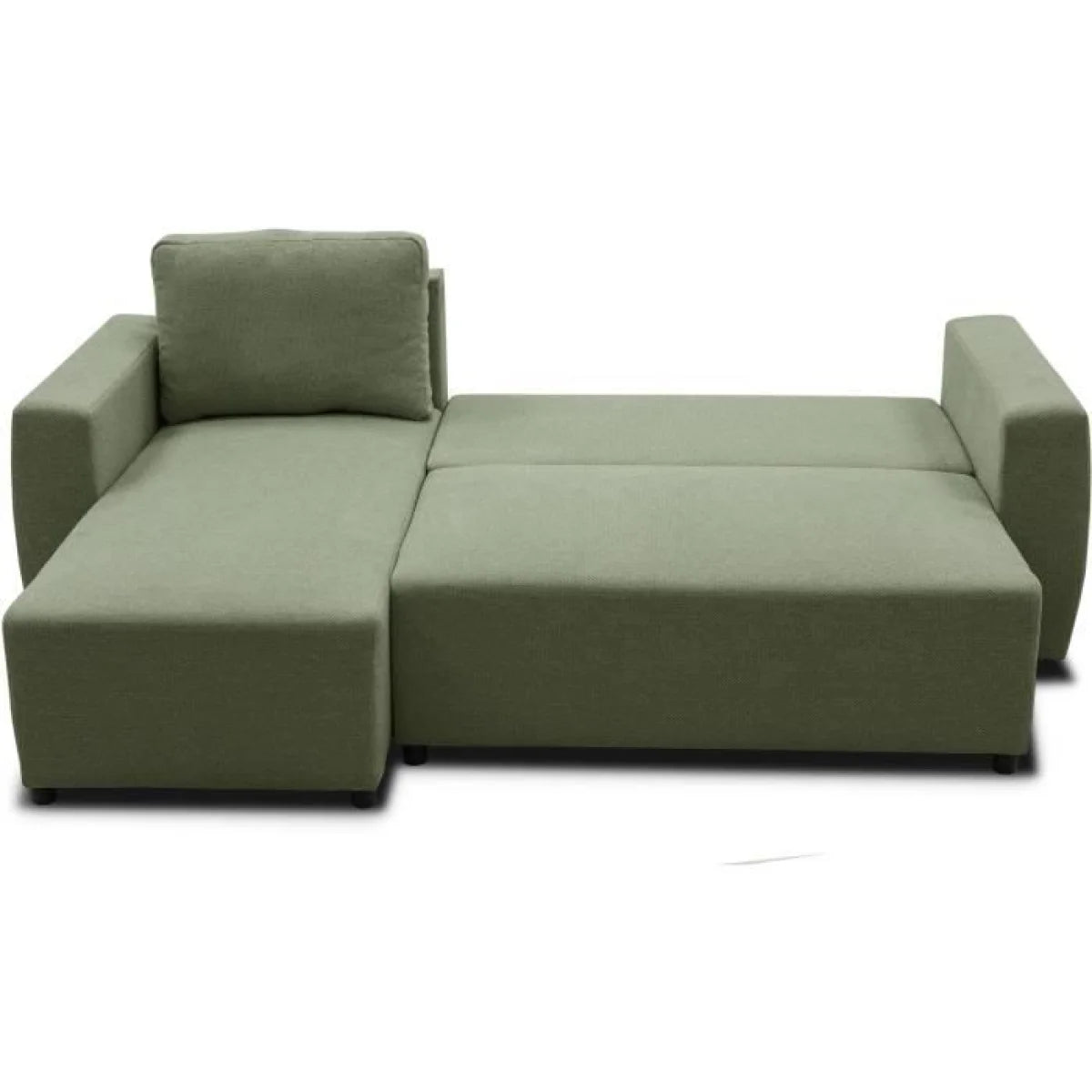 Canapé d’angle tissu vert sauge modulaire 224x155 cm avec méridienne gauche