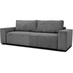 Canapé droit velours côtelé gris anthracite accoudoirs larges 241x86 cm