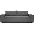 Canapé droit velours côtelé gris anthracite accoudoirs larges 241x86 cm