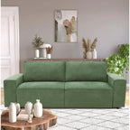 Canapé-lit vert olive contemporain 239x117 cm avec coffre, tissu texturé