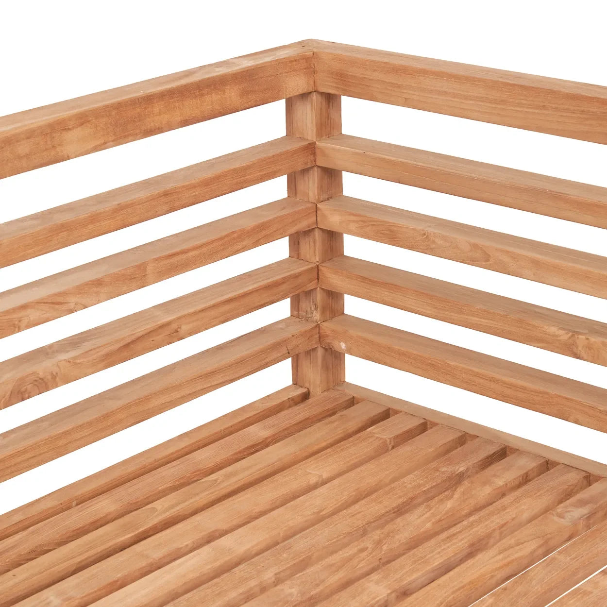 Coin d’angle en bois à lattes pour canapé modulaire en teck recyclé naturel