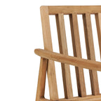 Chaise en teck recyclé pour extérieur, bois clair, avec accoudoirs courbés