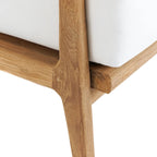 Pied de meuble en bois clair avec coussin blanc pour Canapé une place en teck recyclé