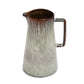 Pichet en céramique artisanale blanche avec texture marron et gris, lot de 2