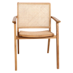 Chaise en bois clair et cannage avec accoudoirs naturels - Set de 2