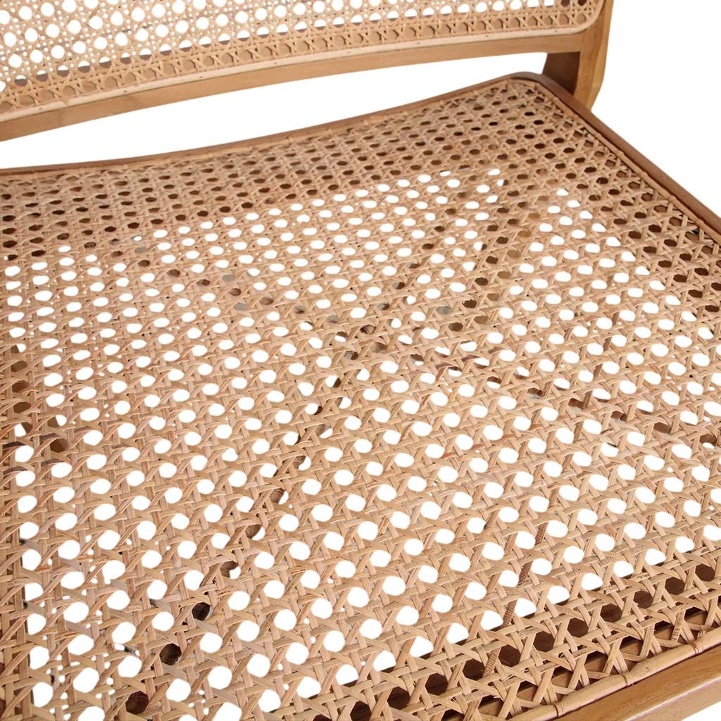 Chaise en bois et cannage beige à motif treillis, set de 2 avec accoudoirs