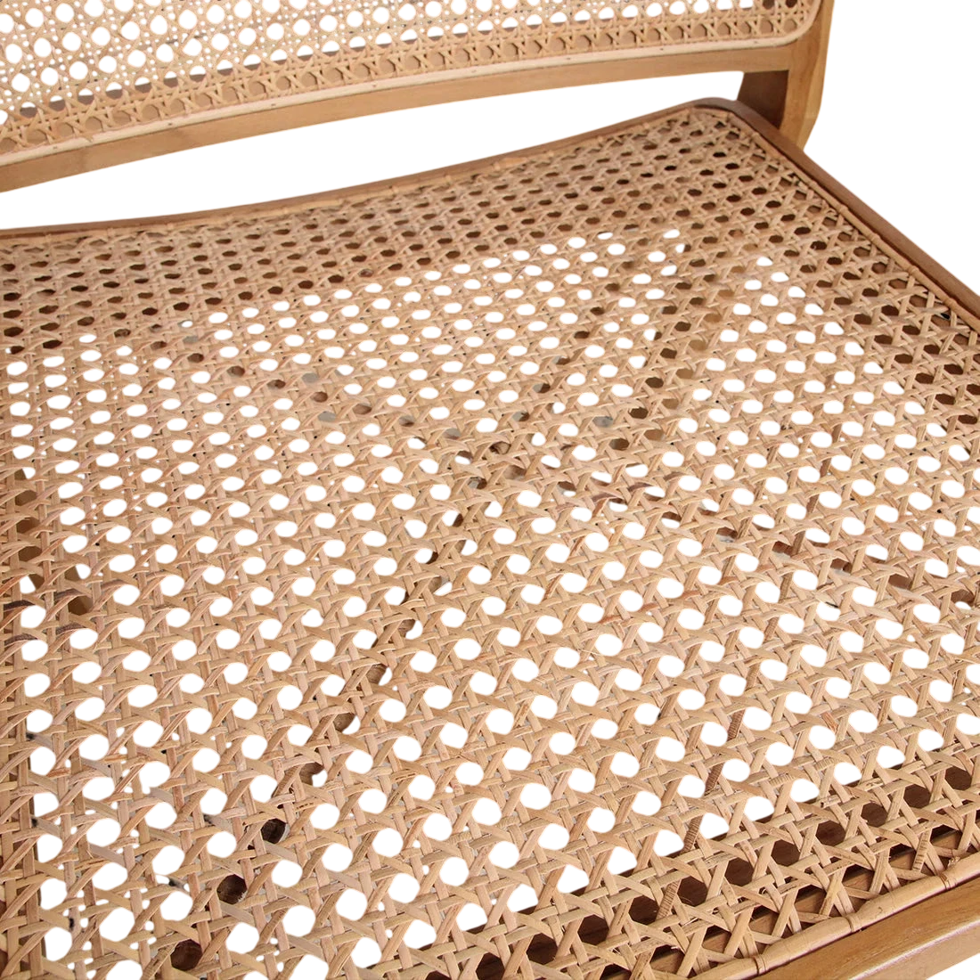 Chaise en bois et cannage beige à motif treillis, set de 2 avec accoudoirs