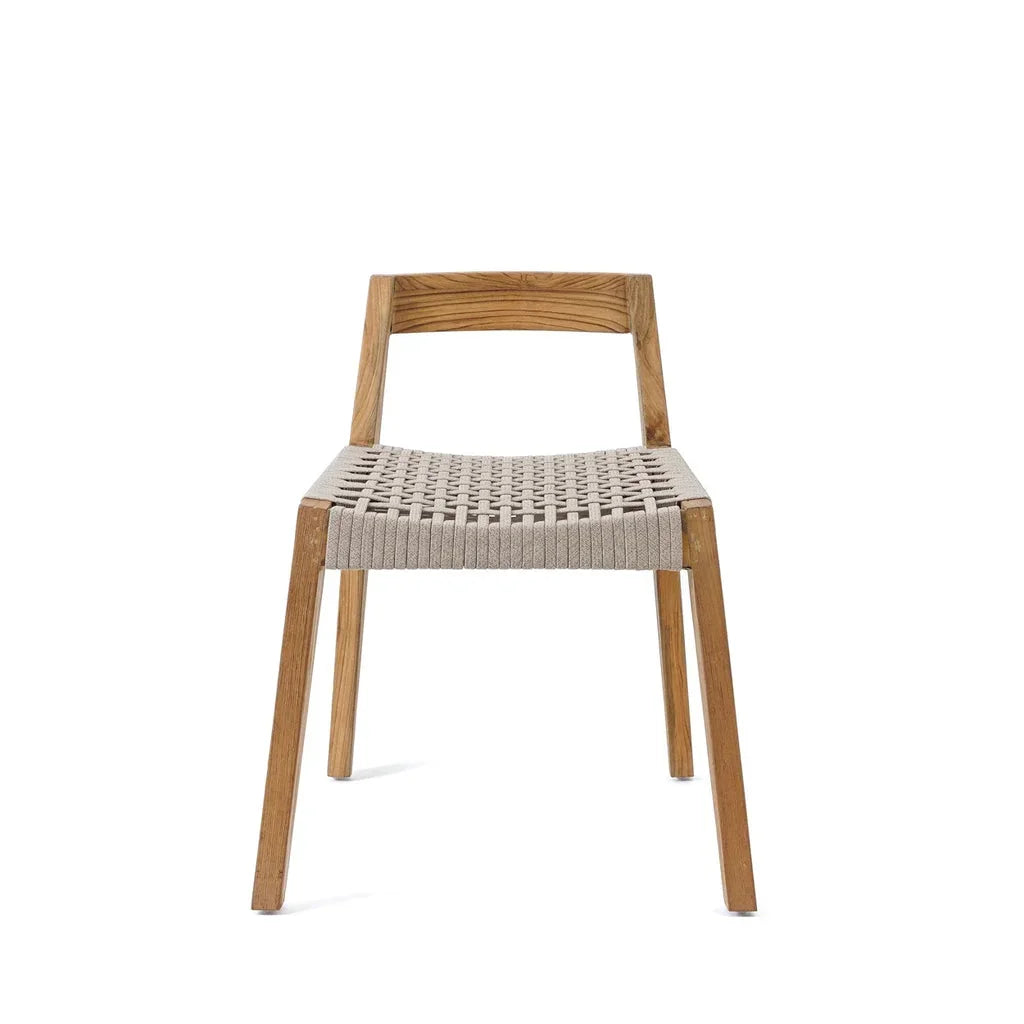 Chaise de salle à manger en bois recyclé avec siège tissé