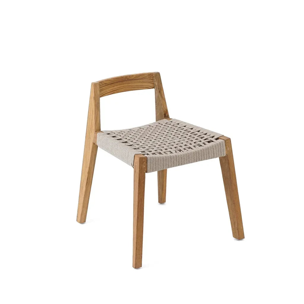 Chaise en bois recyclé avec siège tissé pour salle à manger