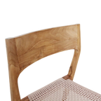 Chaise en bois de teck naturel avec assise tressée en corde beige