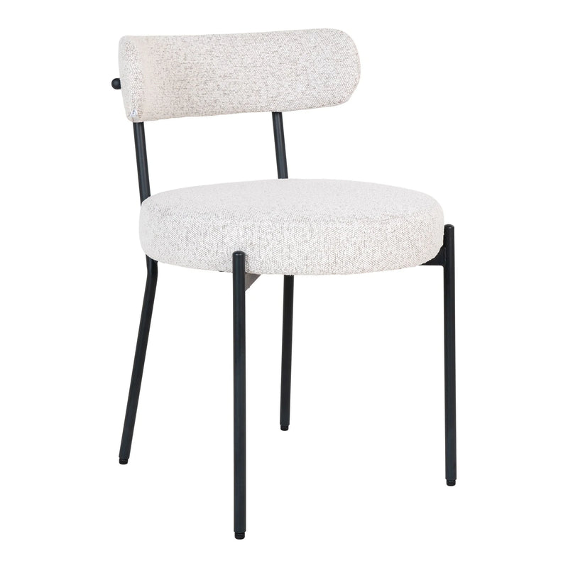 Chaise bouclé blanc cassé & pieds noirs – Set de 2
