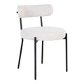 Chaise bouclé blanc cassé et pieds noirs - set de 2 moderne