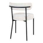 Chaise bouclé blanc cassé avec cadre en métal noir, lot de 2
