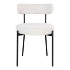 Chaise bouclée blanc cassé et pieds noirs, set de 2, tissu texturé off-white et métal noir