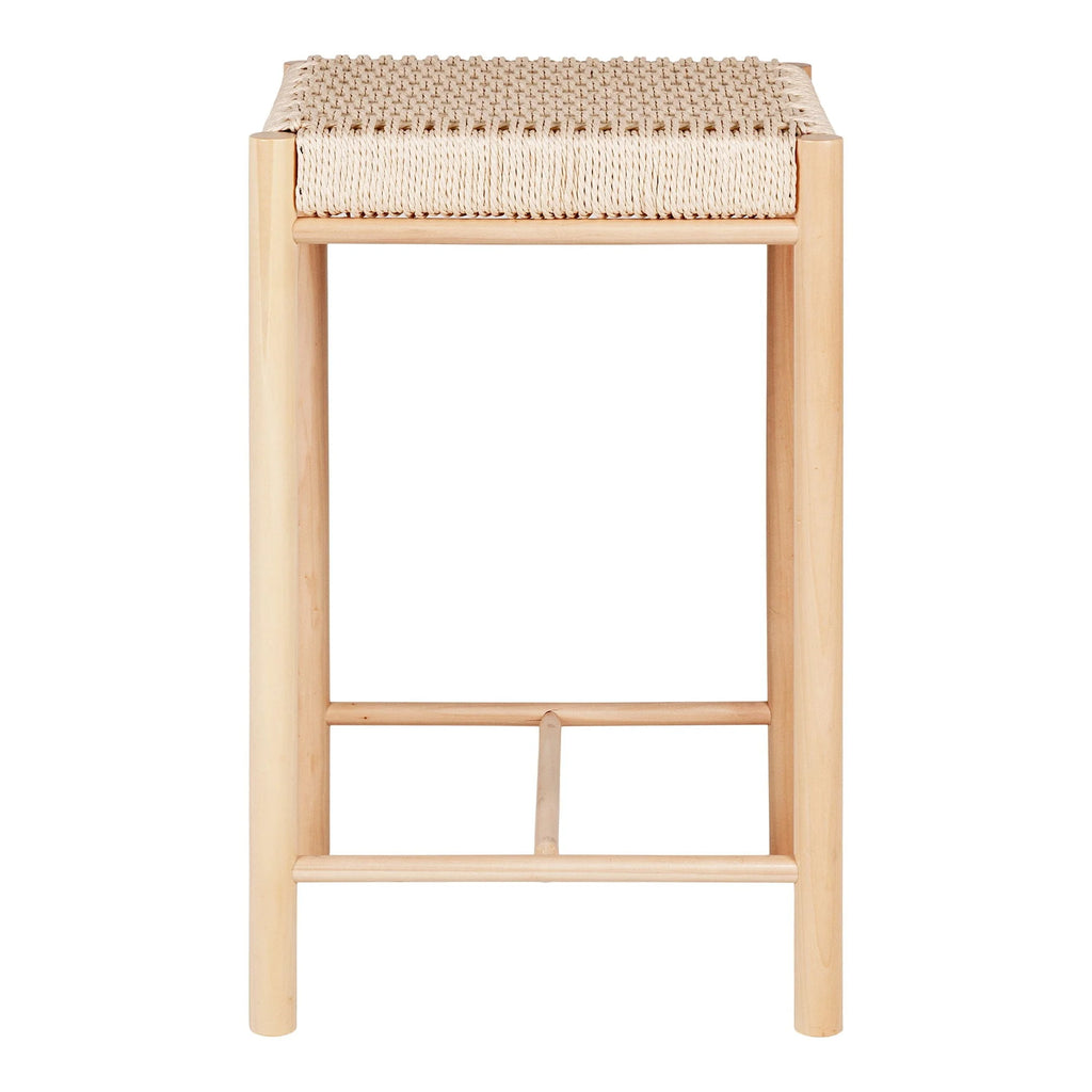 Tabouret en bois avec siège en rotin naturel pour la chaise de comptoir en bois et rotin